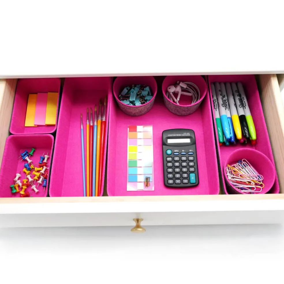 Welaxy 8 Piece Felt Round Cups & Trays Drawer Organizer Set