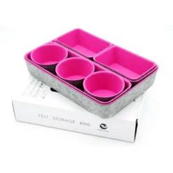 Welaxy 8 Piece Felt Round Cups & Trays Drawer Organizer Set