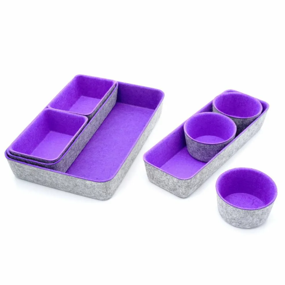 Welaxy 8 Piece Felt Round Cups & Trays Drawer Organizer Set