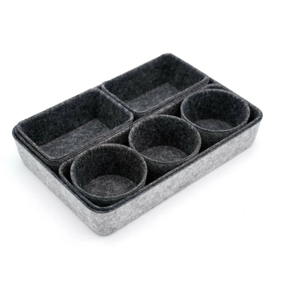 Welaxy 8 Piece Felt Round Cups & Trays Drawer Organizer Set