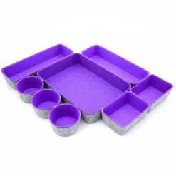 Welaxy 8 Piece Felt Round Cups & Trays Drawer Organizer Set