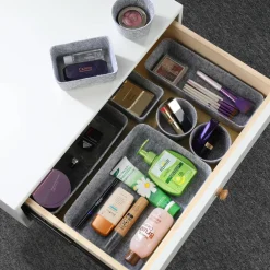 Welaxy 8 Piece Felt Round Cups & Trays Drawer Organizer Set