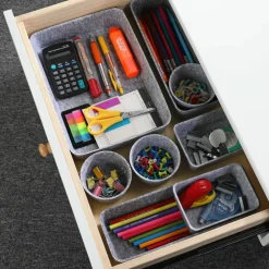 Welaxy 8 Piece Felt Round Cups & Trays Drawer Organizer Set