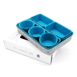 Welaxy 8 Piece Felt Round Cups & Trays Drawer Organizer Set