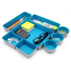 Welaxy 8 Piece Felt Round Cups & Trays Drawer Organizer Set