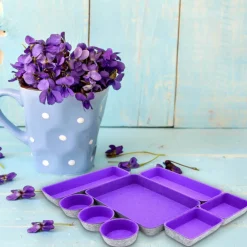 Welaxy 8 Piece Felt Round Cups & Trays Drawer Organizer Set