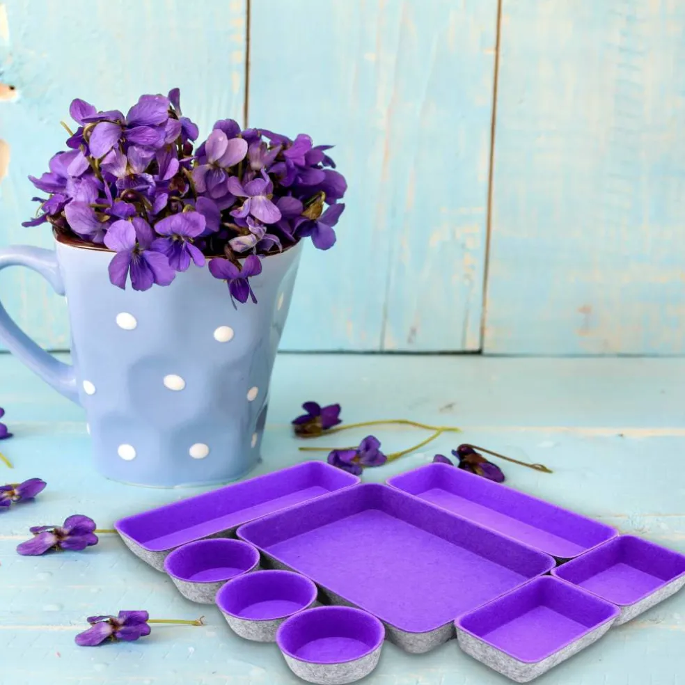 Welaxy 8 Piece Felt Round Cups & Trays Drawer Organizer Set