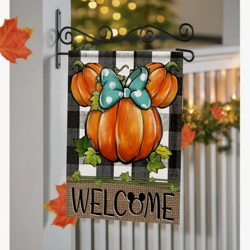 Welcome Fall Pumpkin Decorative Garden Flag, Autumn Thanksgiving