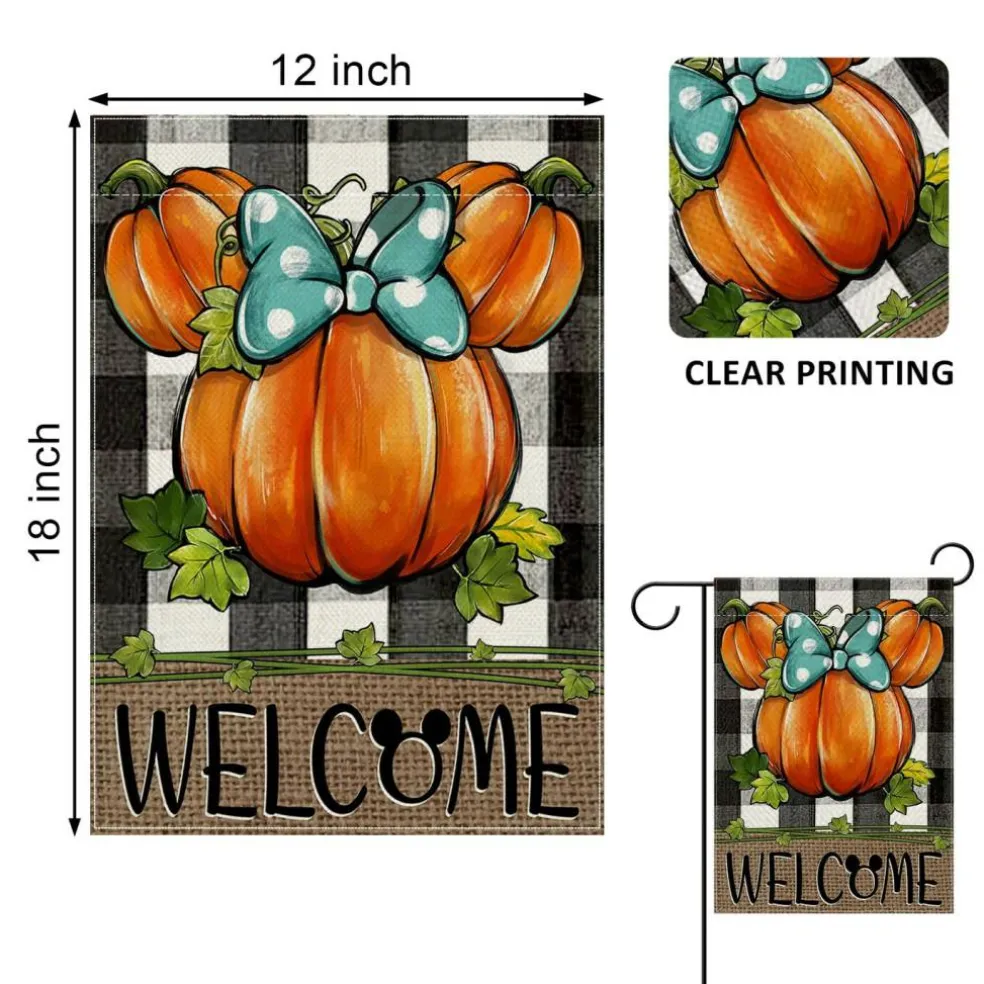 Welcome Fall Pumpkin Decorative Garden Flag, Autumn Thanksgiving