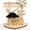 Western Affection Getting Hitched Wedding Cake Topper (Gold)