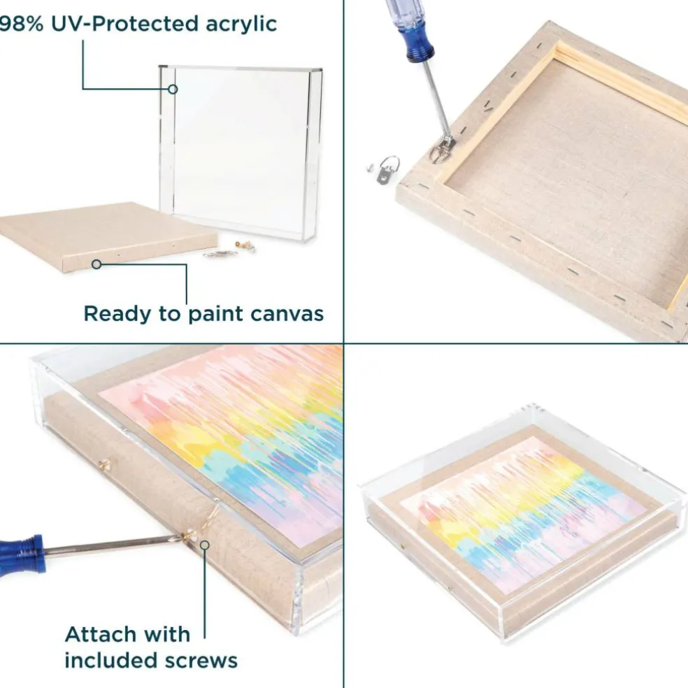 Wexel Art 2" Depth Clear UV Grade Acrylic Shadowbox with Beige Linen Stretched Canvas