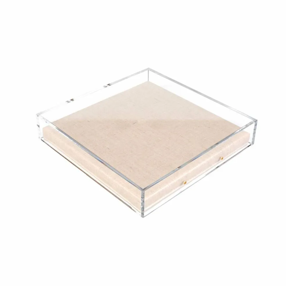 Wexel Art 2" Depth Clear UV Grade Acrylic Shadowbox with Beige Linen Stretched Canvas