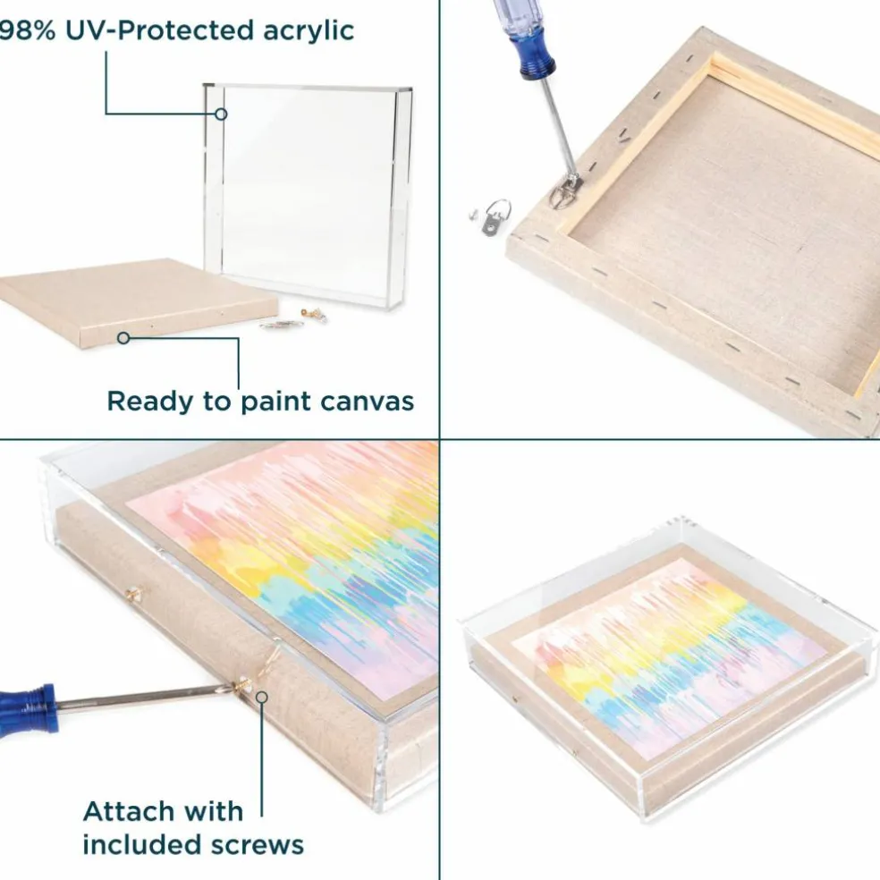 Wexel Art 2" Depth Clear UV Grade Acrylic Shadowbox with Beige Linen Stretched Canvas