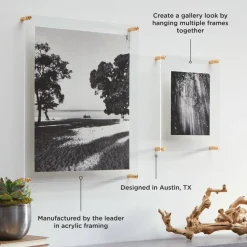 Wexel Art Double Panel Clear Acrylic Floating Wall Frame with Gold Hardware