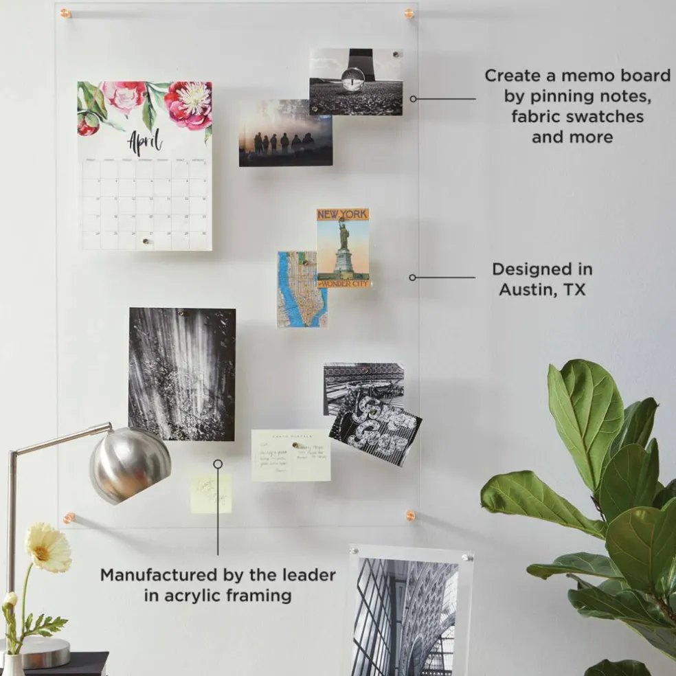 Wexel Art Easy Change Memo Board + Magnets with Gold Hardware