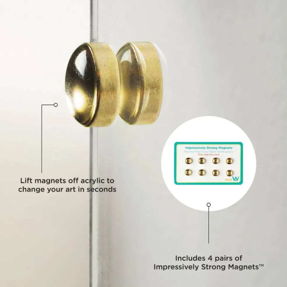 Wexel Art Easy Change Memo Board + Magnets with Gold Hardware