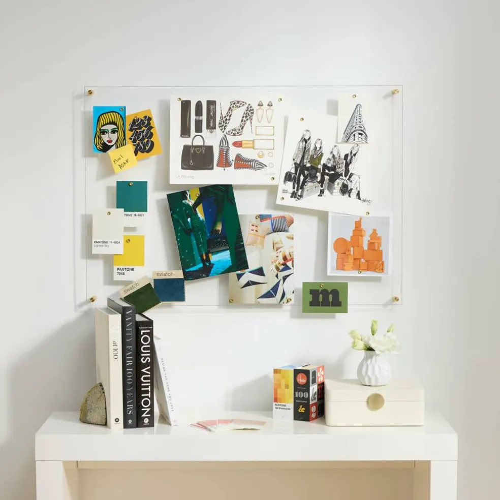 Wexel Art Easy Change Memo Board + Magnets with Gold Hardware