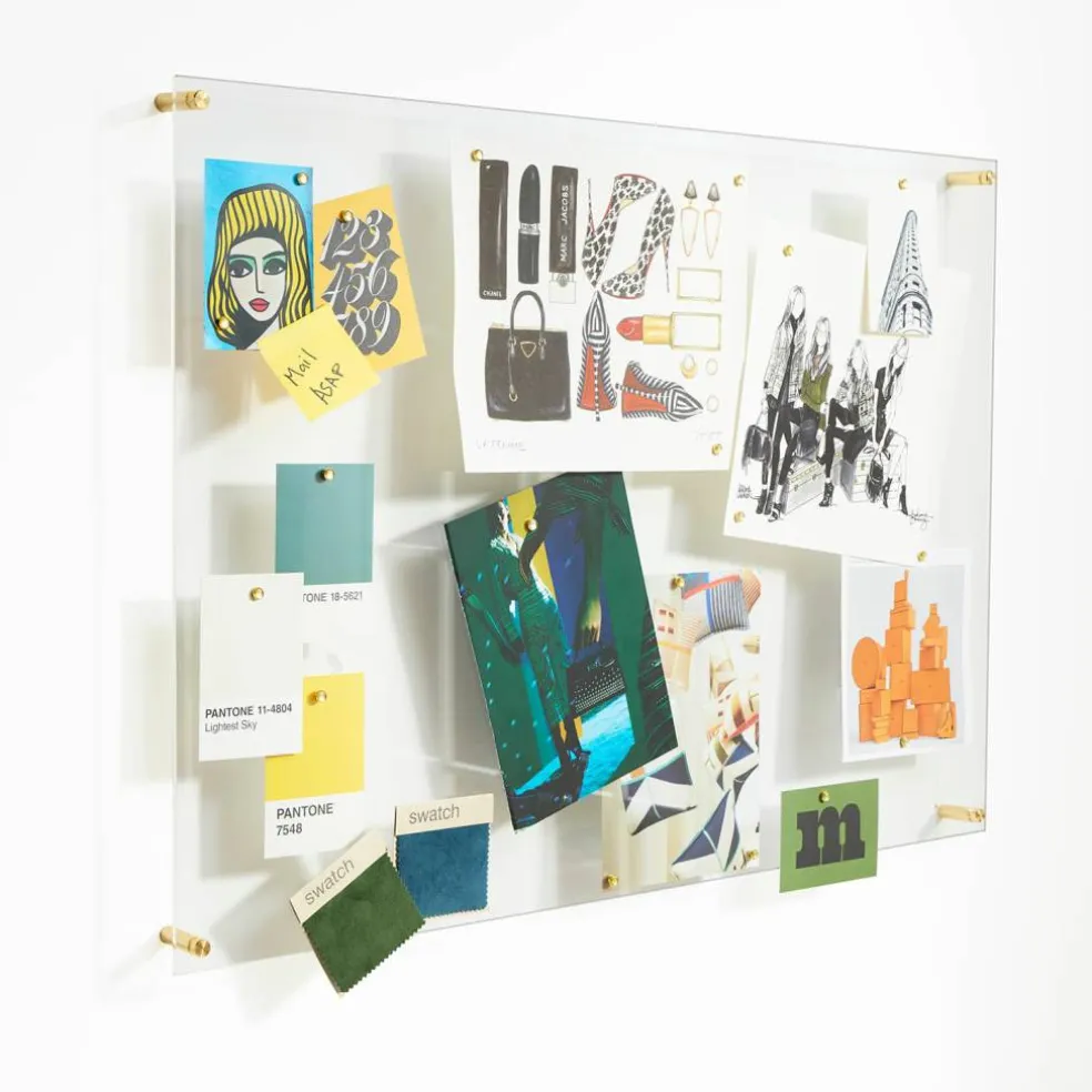 Wexel Art Easy Change Memo Board + Magnets with Gold Hardware