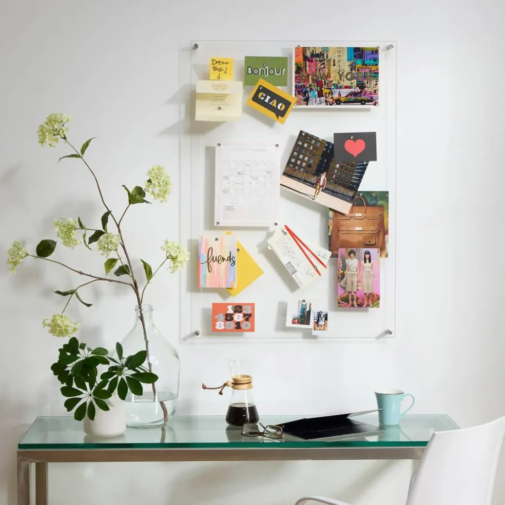 Wexel Art Easy Change Memo Board + Magnets with Silver Hardware