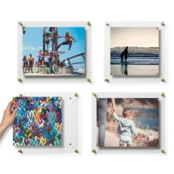 Wexel Art Mixed Single Panel Acrylic Floating Wall Frames & Magnets Set of 4
