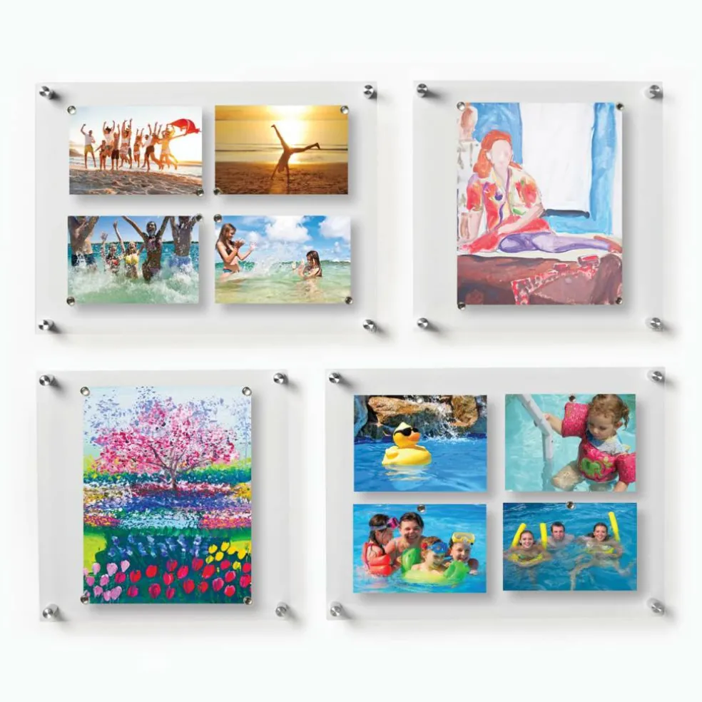 Wexel Art Mixed Single Panel Acrylic Floating Wall Frames & Magnets Set of 4