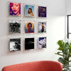 Wexel Art 12'' x 12'' Acrylic Floating Frame for Album Covers with Gold Hardware