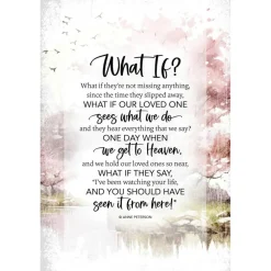 What If? Bereavement Wood Plaque with Easel and Hook Wall Tabletop Art - 6 inches x 9 inches