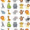 Whimsical Practicality Safari Jungle Animals Edible Icing Image Cupcake and Cookie Decorations (2 Inch Rounds)