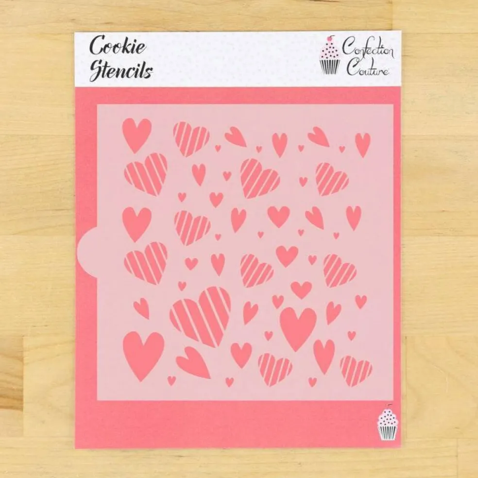 Whimsy Hearts Background Cookie Stencil