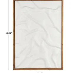 White Abstract Dimensional Wall Art in Brown Frame
