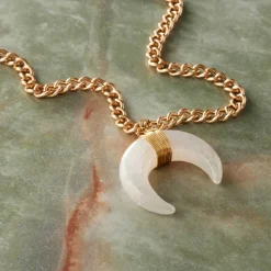 White Agate Moon Pendant by Bead Landing™