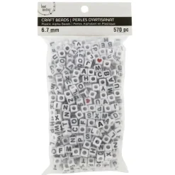 White Alphabet Cube Crafting Beads, 6.7mm by Bead Landing™
