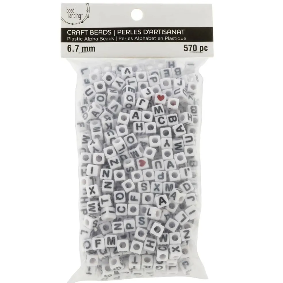 White Alphabet Cube Crafting Beads, 6.7mm by Bead Landing™