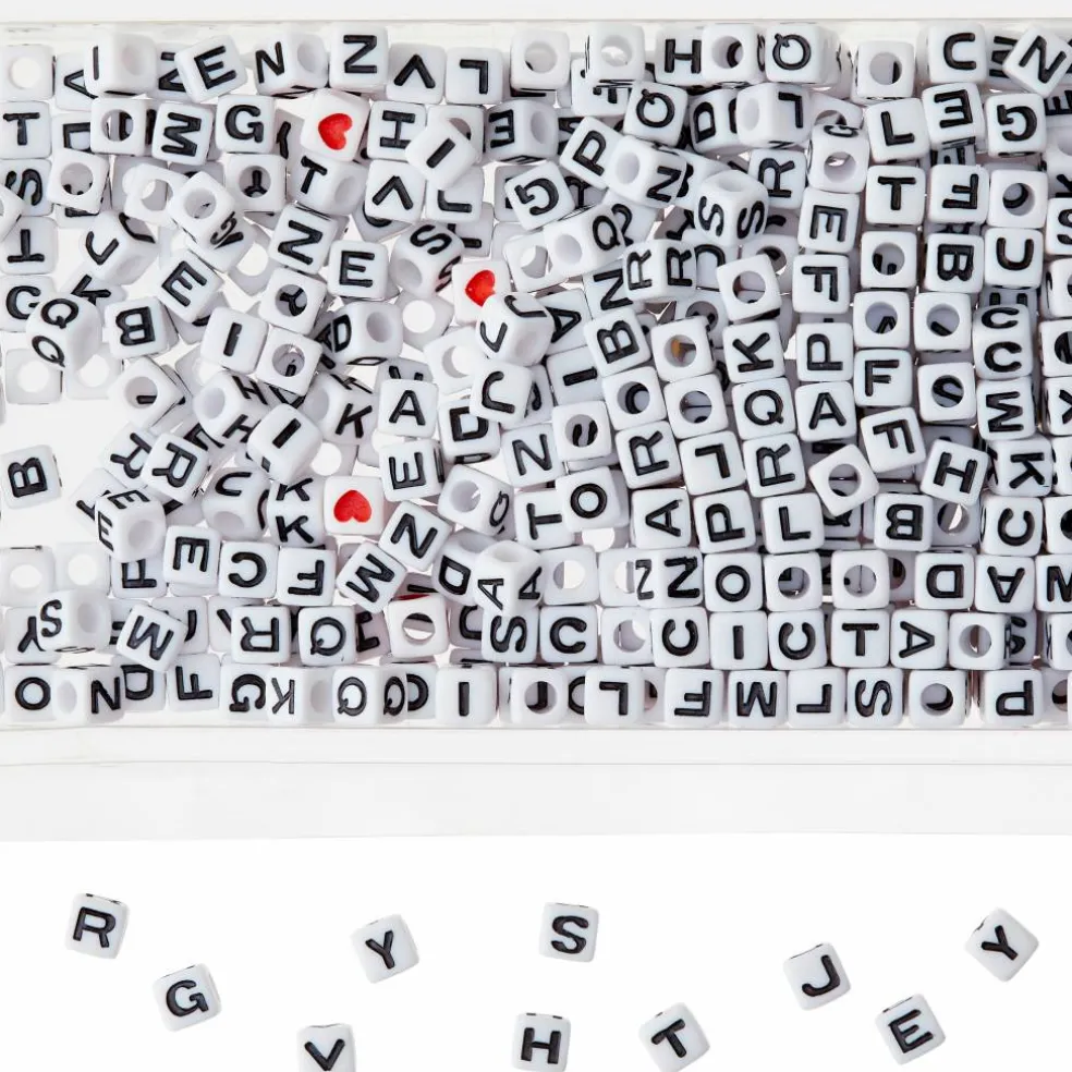 White Alphabet Cube Crafting Beads, 6.7mm by Bead Landing™