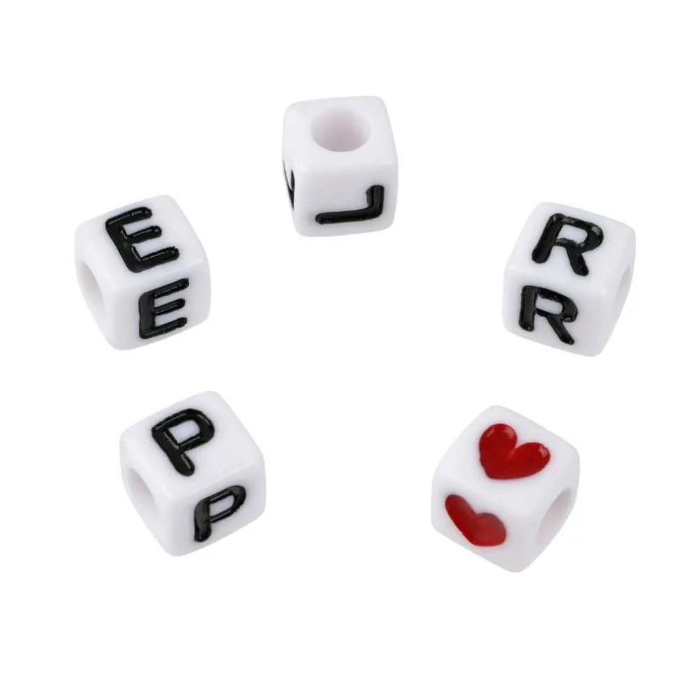White Alphabet Cube Crafting Beads, 6.7mm by Bead Landing™