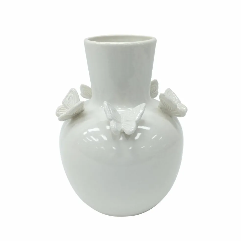 8.5" White Ceramic Butterfly Vase by Ashland®