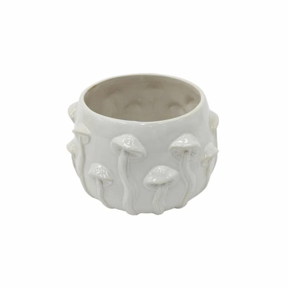 4.25" White Ceramic Mushroom Pot by Ashland®