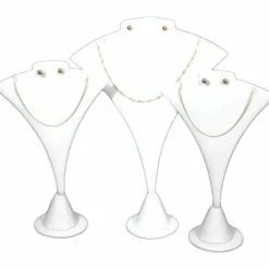 3 White Combo Necklace & Earring Stand Jewelry Display