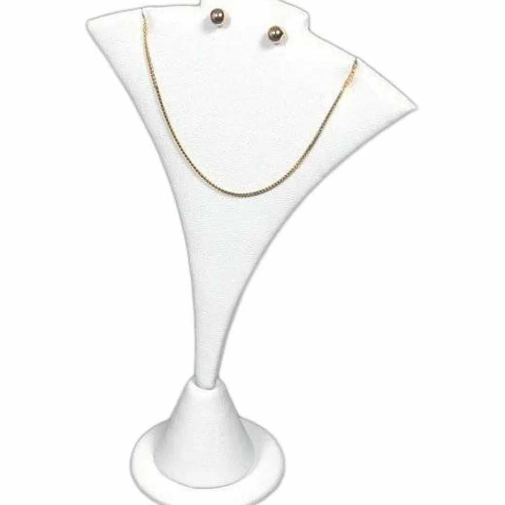 3 White Combo Necklace & Earring Stand Jewelry Display