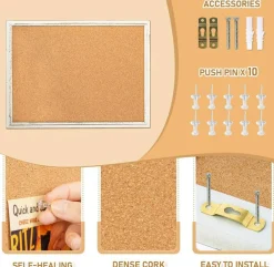 White Cork Board for Wall - 24 X 18 Inches(White)