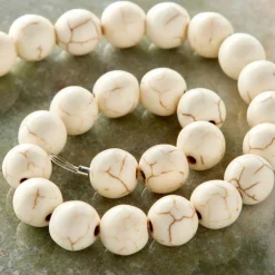 White Crackle Dyed Howlite Round Beads, 8mm by Bead Landing™