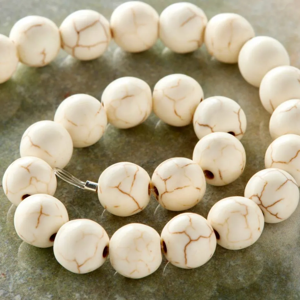 White Crackle Dyed Howlite Round Beads, 8mm by Bead Landing™