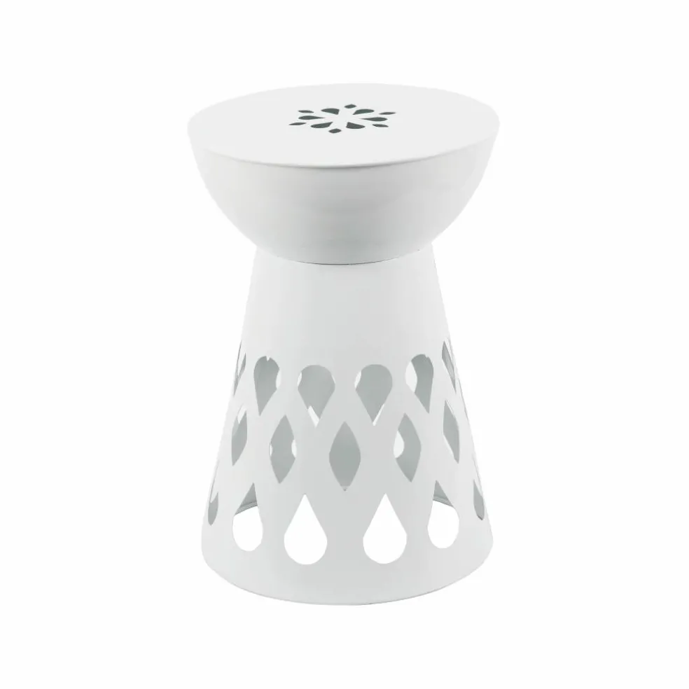 18" White Cutout Metal Outdoor Stool by Ashland®
