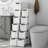 White 5-Drawer Slim Rolling Storage Cabinet with Wheels for Narrow Spaces