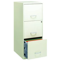 White 3-Drawer Steel Vertical Filing Cabinet with Locking Drawers for Secure Document Storage