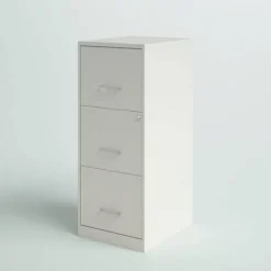White 3-Drawer Steel Vertical Filing Cabinet with Locking Drawers for Secure Document Storage