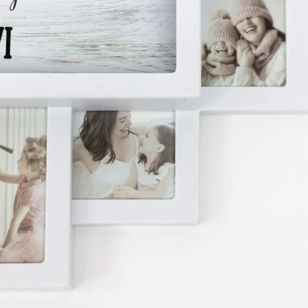 White Farmhouse Shabby-Chic "Memories" Picture Frame Wall Collage Clock