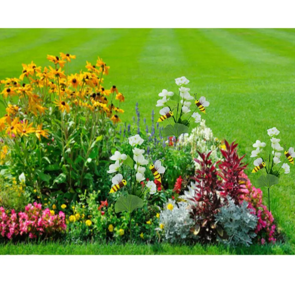 10" White Flower with Bees Pick by Ashland®