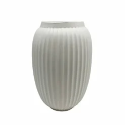 9" White Geometric Fluted Ceramic Vase by Ashland®