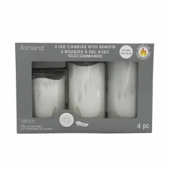 White Glowing Flame LED Wax Pillar Candle by Ashland®